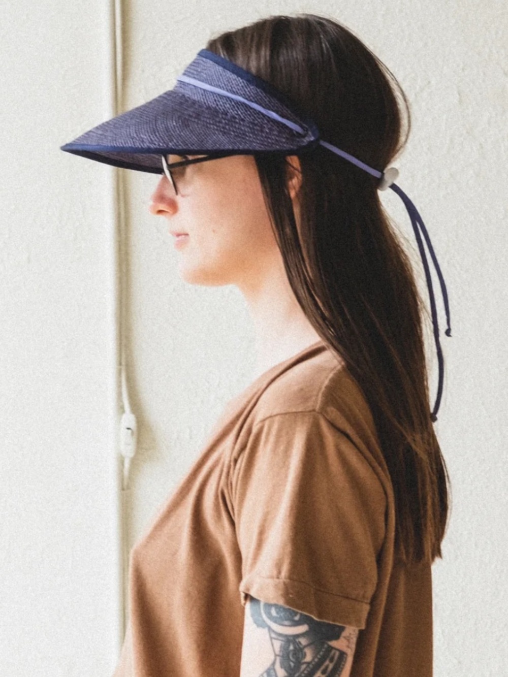 BROOKES BOSWELL CORDED VISOR IN PANAMA STRAW black